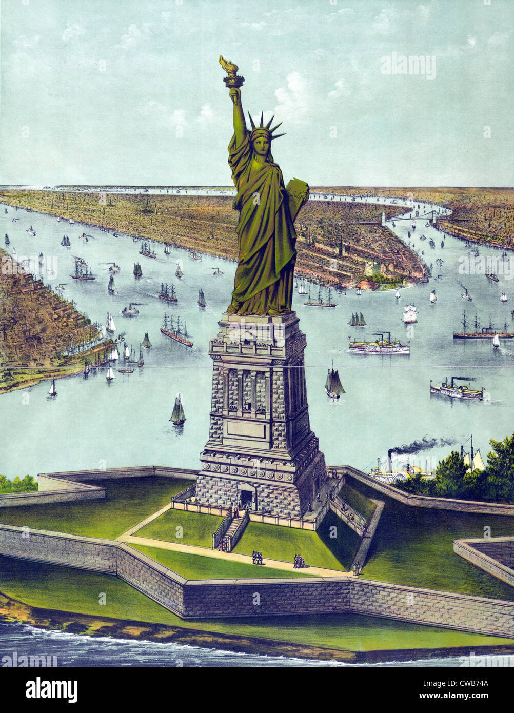 Statue of Liberty. The great Bartholdi statue, liberty enlightening the world: the gift of France to the American people, Stock Photo