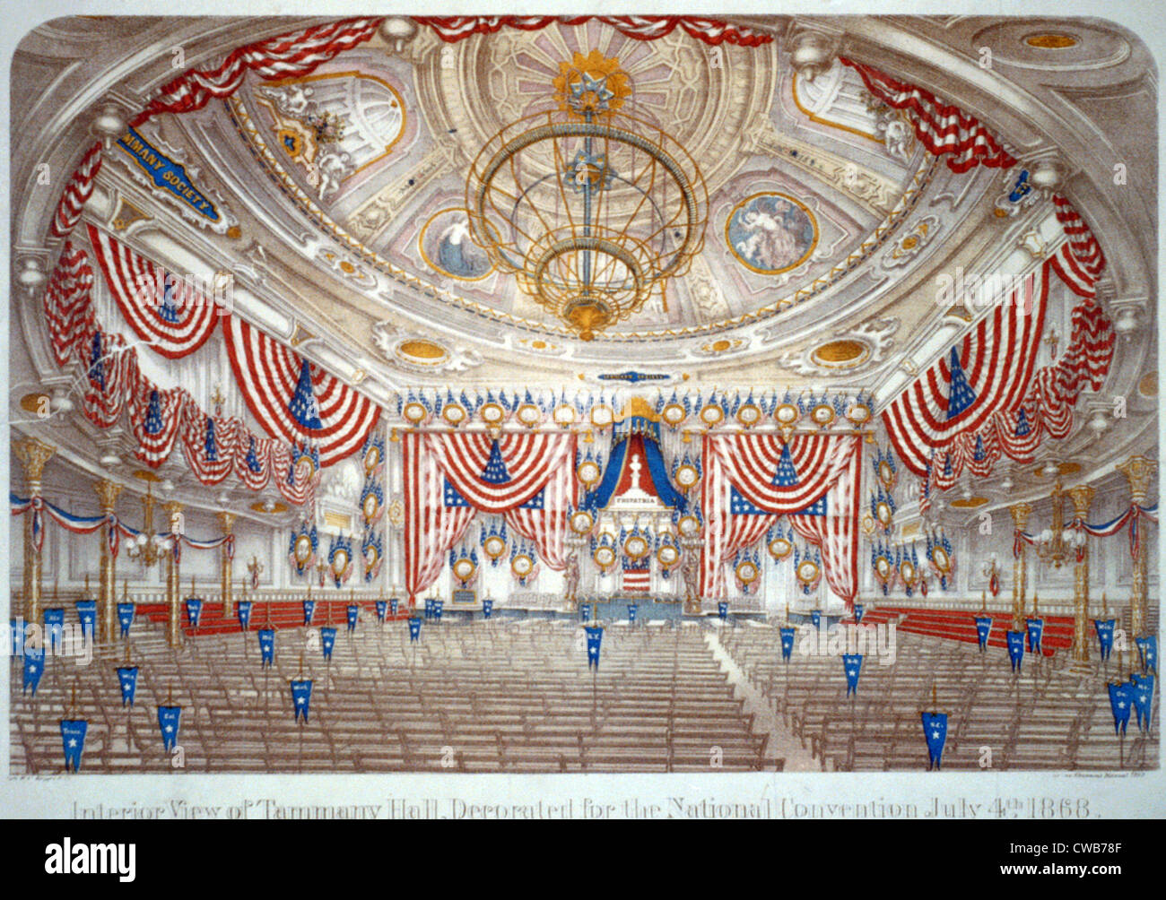 New York City. Interior view of Tammany Hall, home of the the