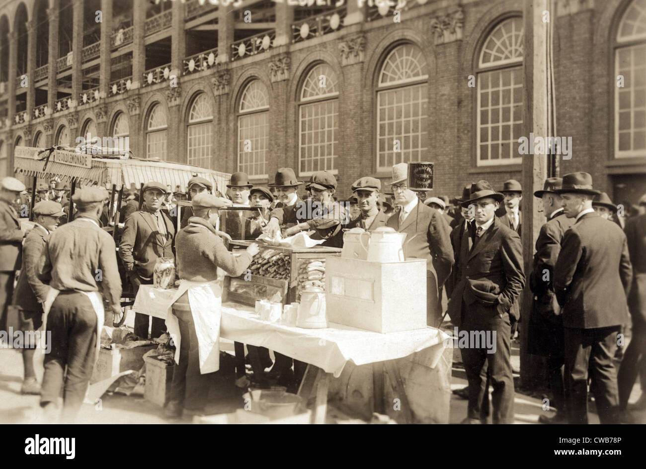 Vendor selling hot dogs at Ebbets Field - Baseball In Pics