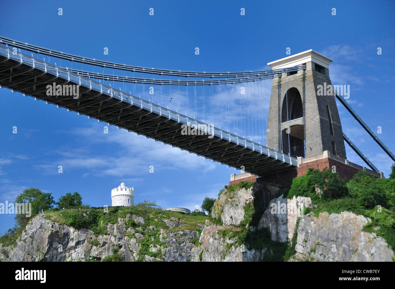 UK Clifton Suspension Bridge Photographed below From Cyclepath Stock Photo
