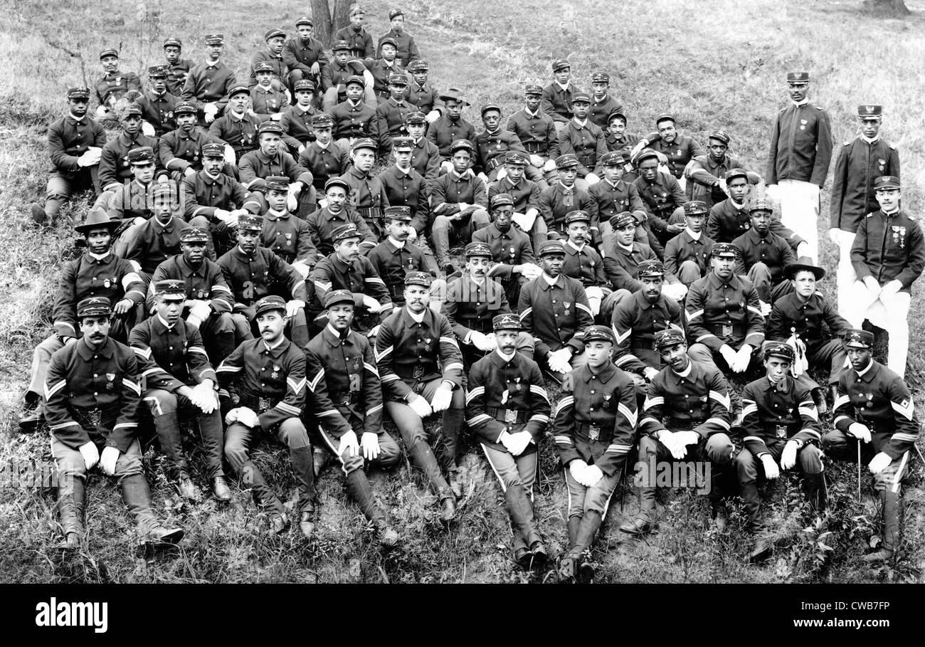 Buffalo soldiers of Company D, 8th Illinois Volunteer Regiment. ca. 1899 Stock Photo