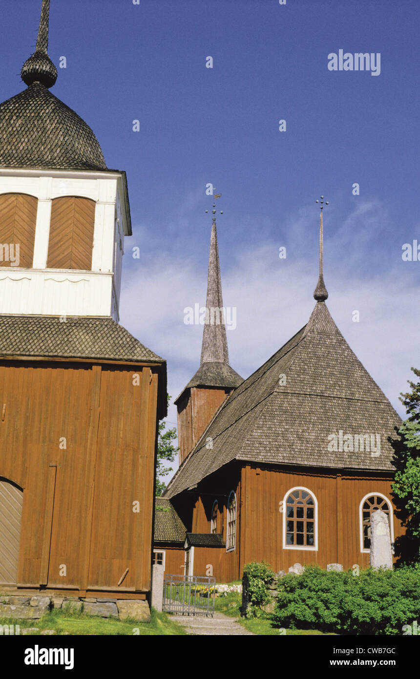18th century Ulrica Eleonora Church and belfry in Kristinestad, Finland Stock Photo