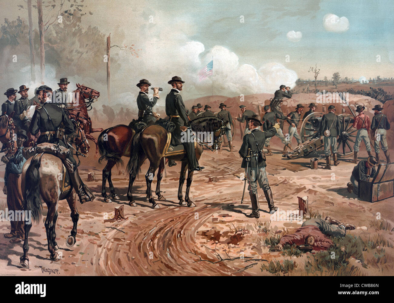The Civil War. The battle Siege of Atlanta. Chromolithograph by Thulstrup de Thure, 1888 Stock Photo