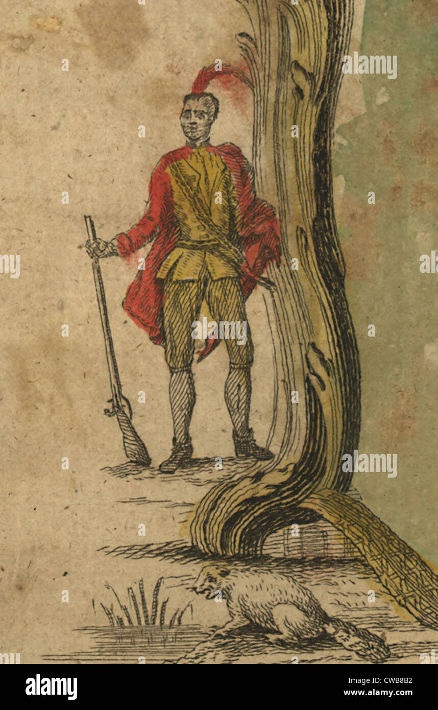 A Native American of New Hampshire, probably an Abenaki warrior, taken from Jerffrys' Atlas, 1784 Stock Photo