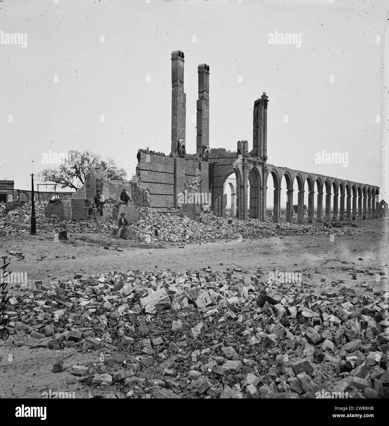 The Civil War. Charleston, South Carolina. Ruins of North Eastern Railroad depot, 1865 Stock Photo