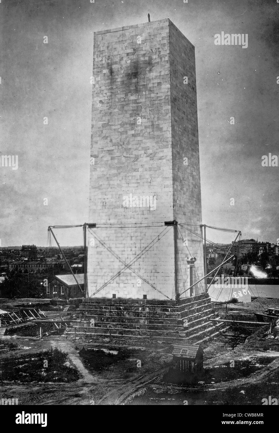 Washington Monument. The Washington Monument under construction, ca 1860s Stock Photo