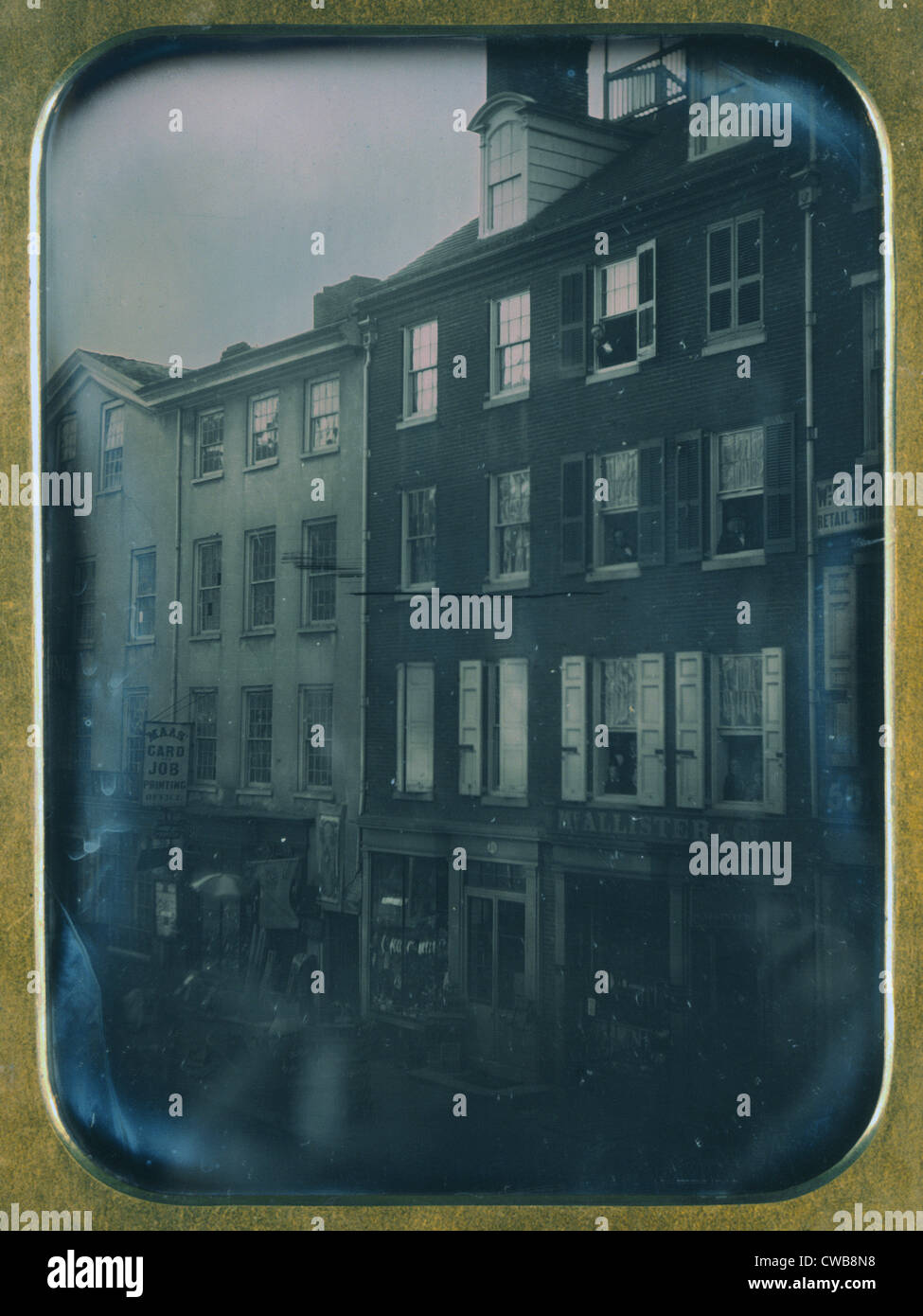 Daguerreotype of No. 48 and 46, Chestnut Street, Philadelphia, Pennsylvania 1854 Stock Photo