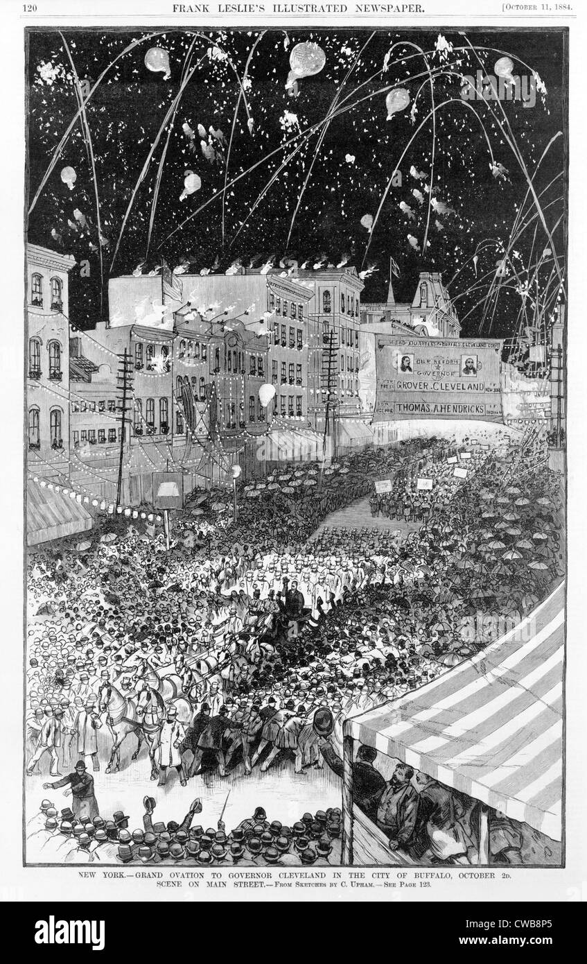 Presidential election of 1884. Grand ovation to Governor Cleveland in the city of Buffalo, NY. Oct 2, 1884. Stock Photo