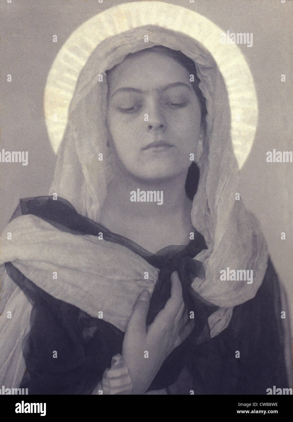 Mary, Woman posed as Virgin Mary, by Charles I. Berg, early 1900s. Stock Photo