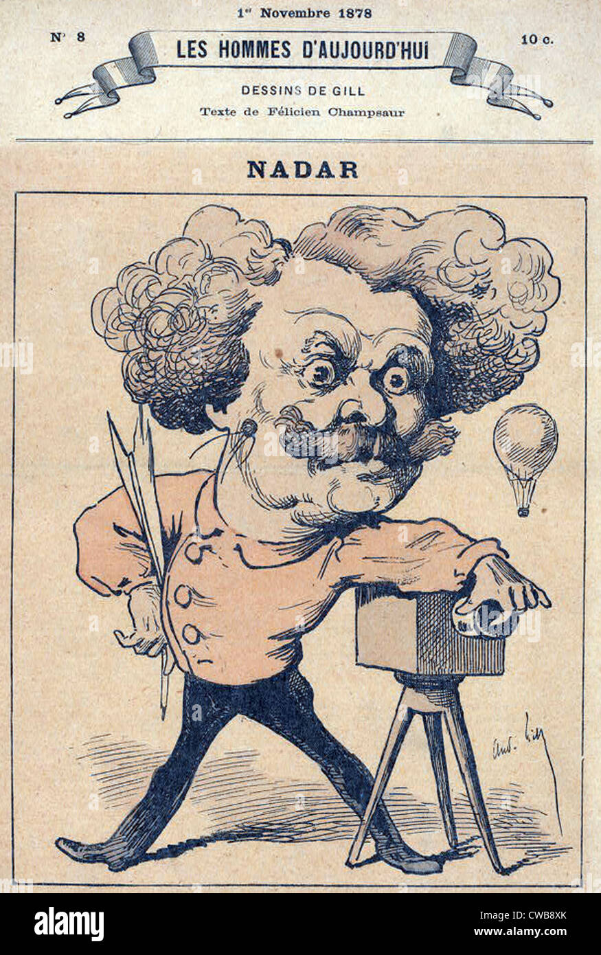 Nadar, caricature of photographer Nadar, (aka Gaspard-Felix Tournachon), circa 1878 Stock Photo