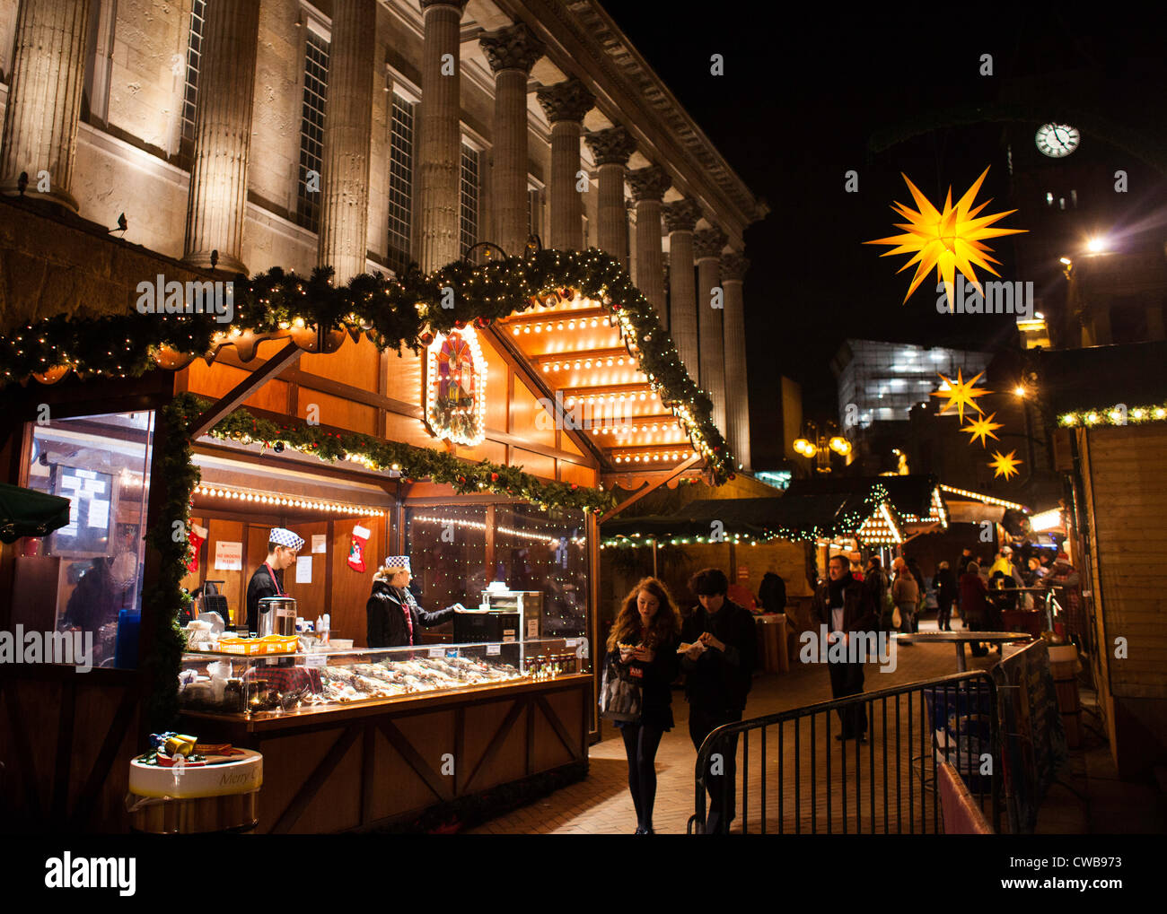 One of the stalls at the traditional Frankfurt Christmas market held in Birmingham city centre every December Stock Photo