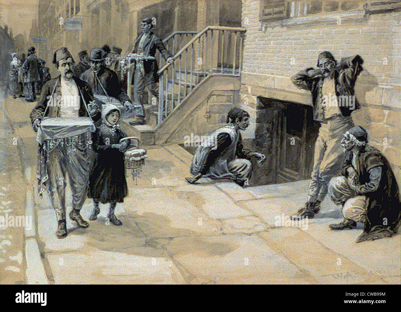 The Turkish colony in New York City, illustration by W.A. Rogers. early 20th century Stock Photo