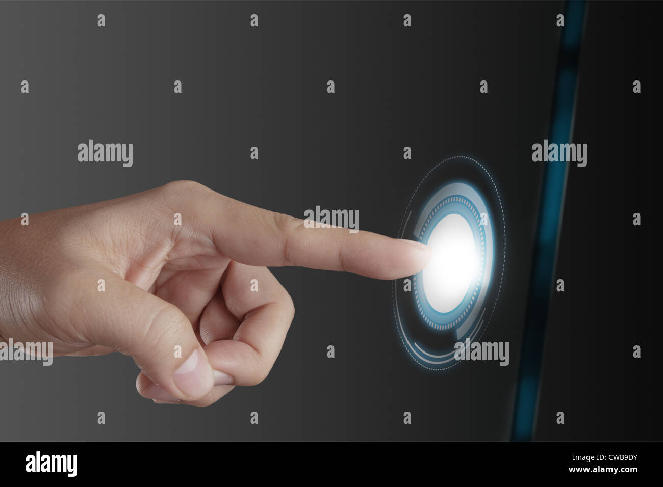 businessman hand pushing on a touch screen interface Stock Photo - Alamy