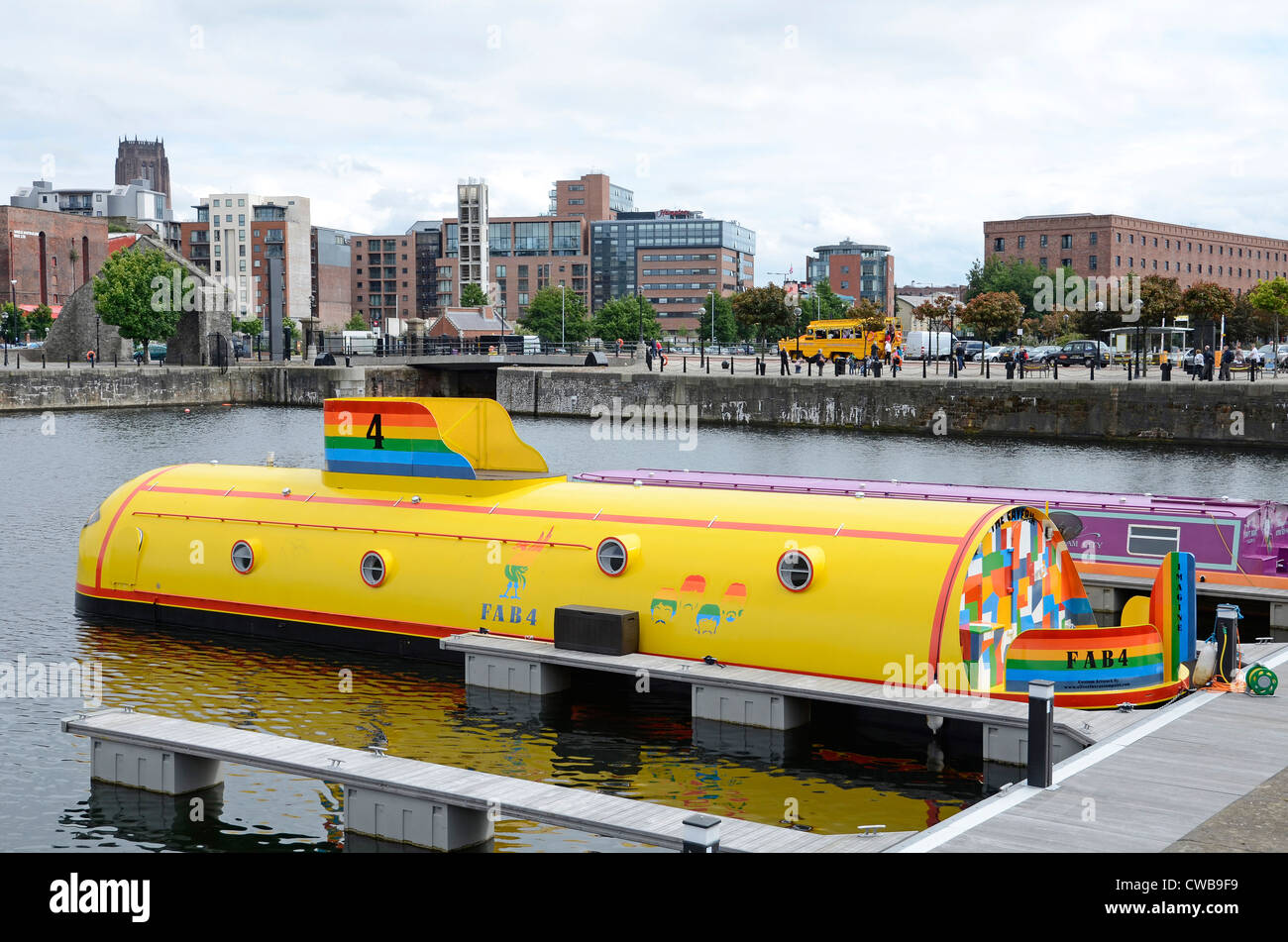 A barge converted into a holiday apartment at the Albert Dock in Liverpool, England, UK Stock Photo