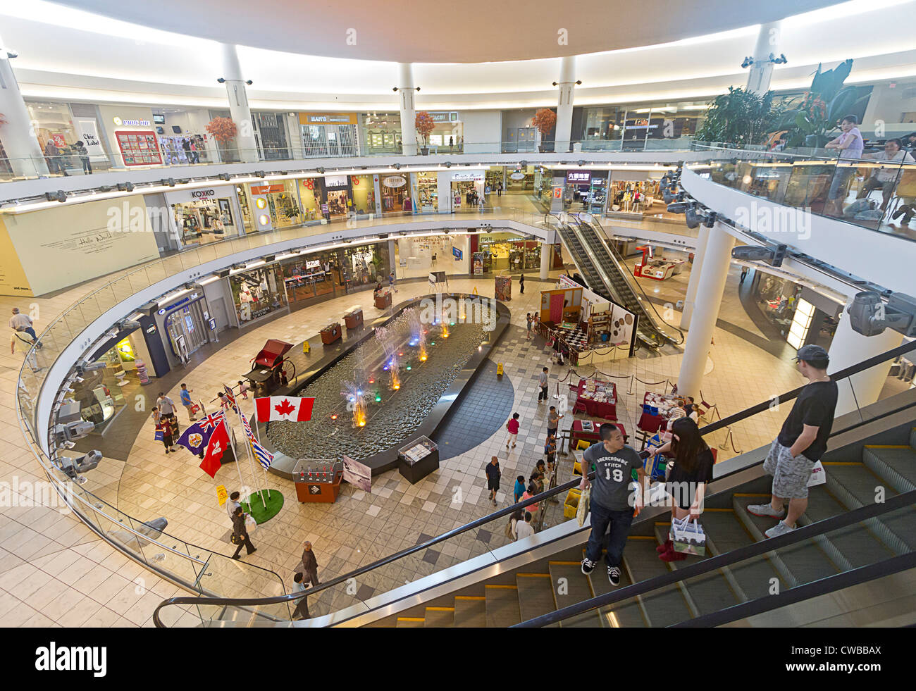 Central atrium in Aberdeen Centre, a shopping mall in Richmond, BC, Canada with a strong Asian focus. Stock Photo