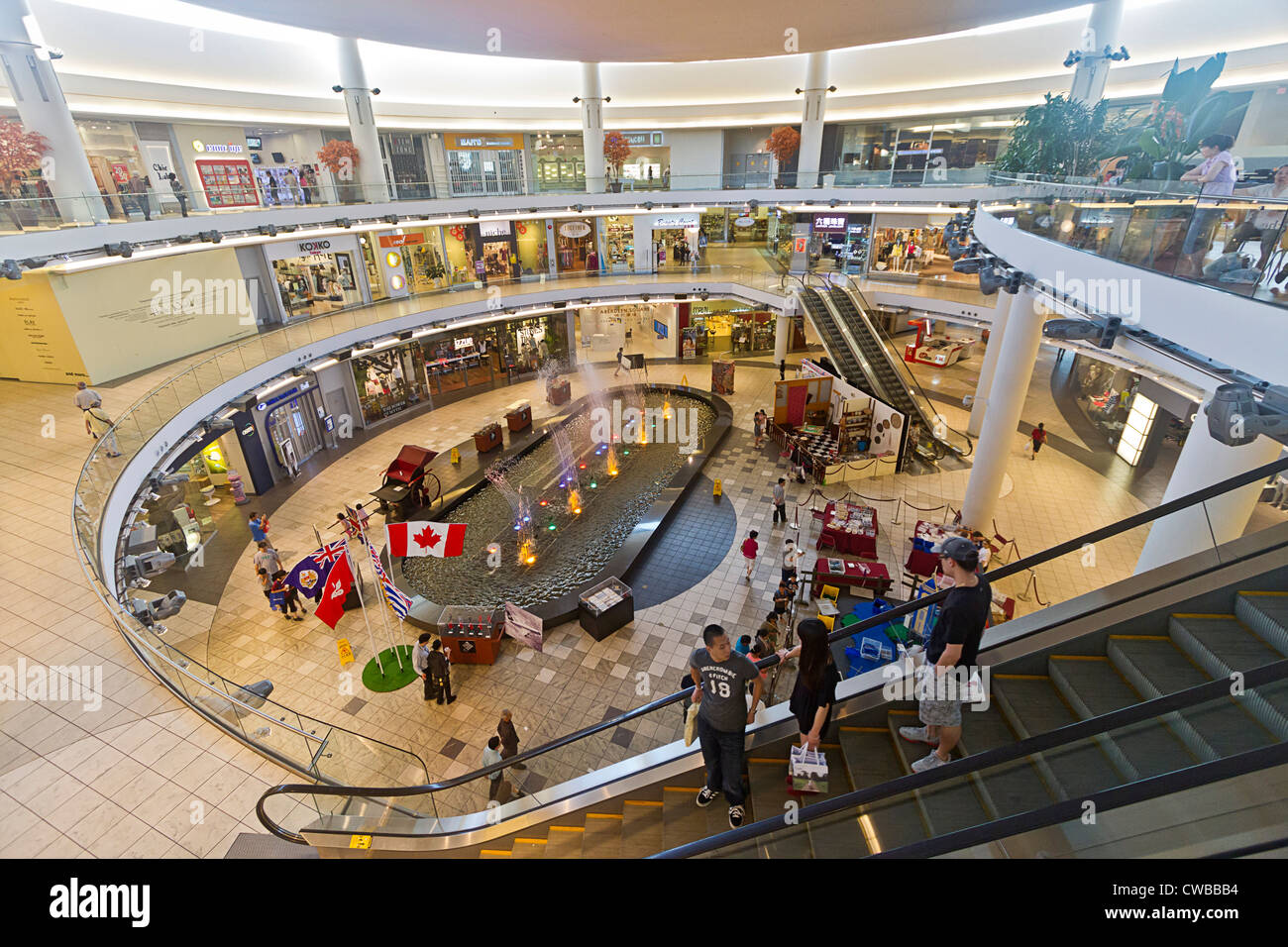 Central atrium in Aberdeen Centre, a shopping mall in Richmond, BC, Canada with a strong Asian focus. Stock Photo