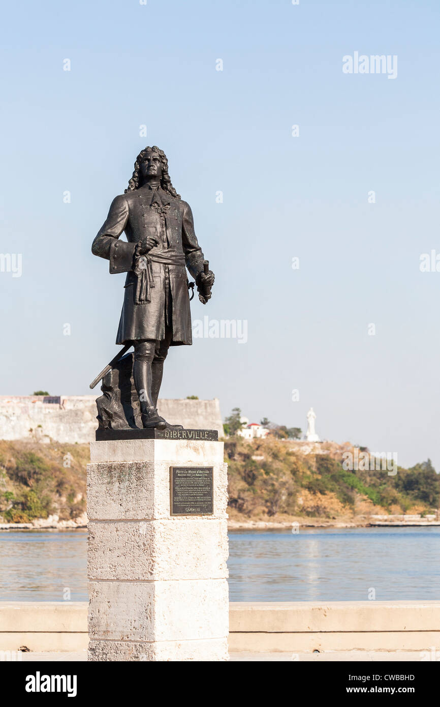 Statue Of Pierre Le Moyne D Iberville On The Malecon By Havana Harbor statue-of-pierre-le-moyne-d-iberville-on-the-malecon-by-havana-harbor