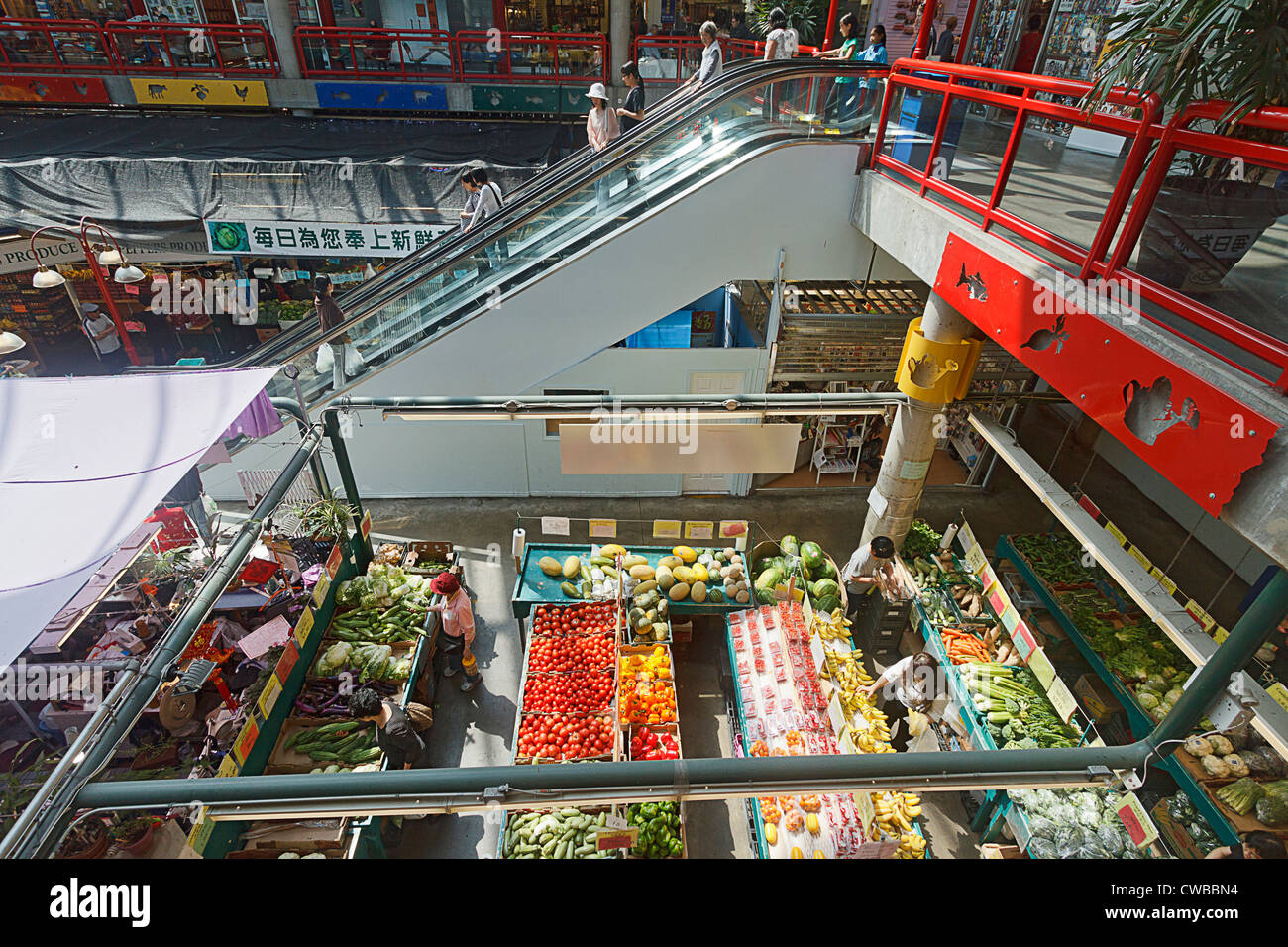 Fresh vegetables and other food for sale at Richmond Public Market