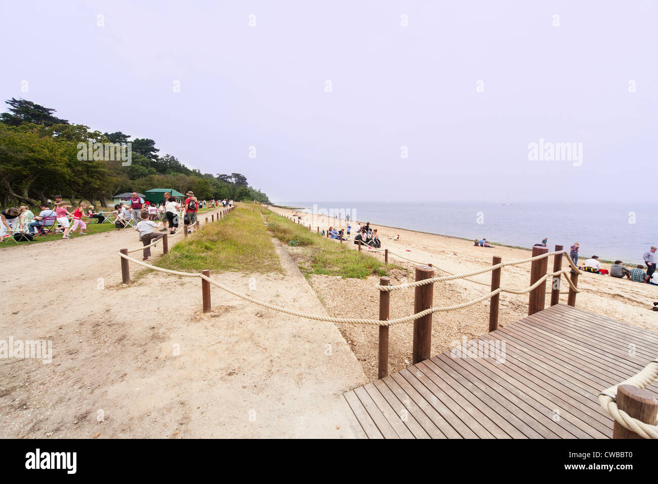 Jetty leading to beach at Osborne House, Isle of Wight, England, UK - first day of opening Stock Photo