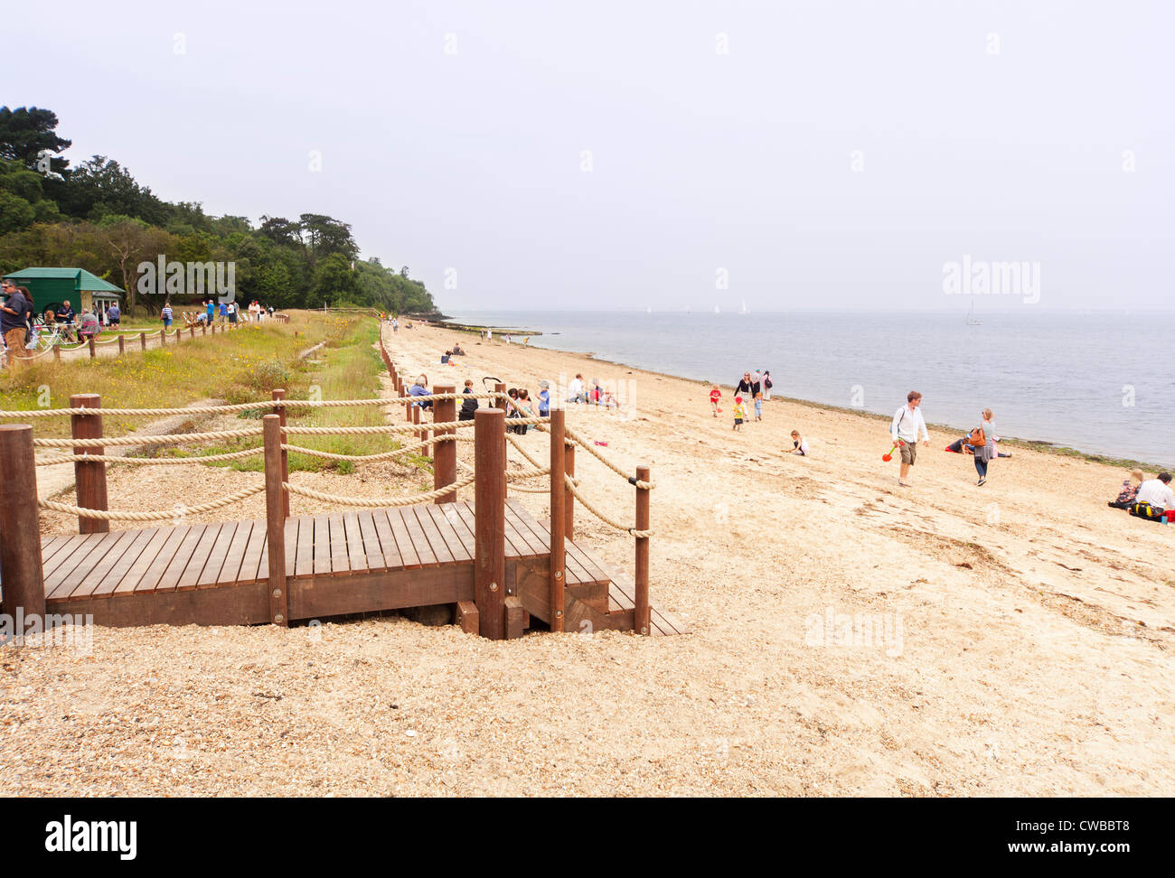Jetty leading to beach at Osborne House, Isle of Wight, England, UK - first day of opening Stock Photo