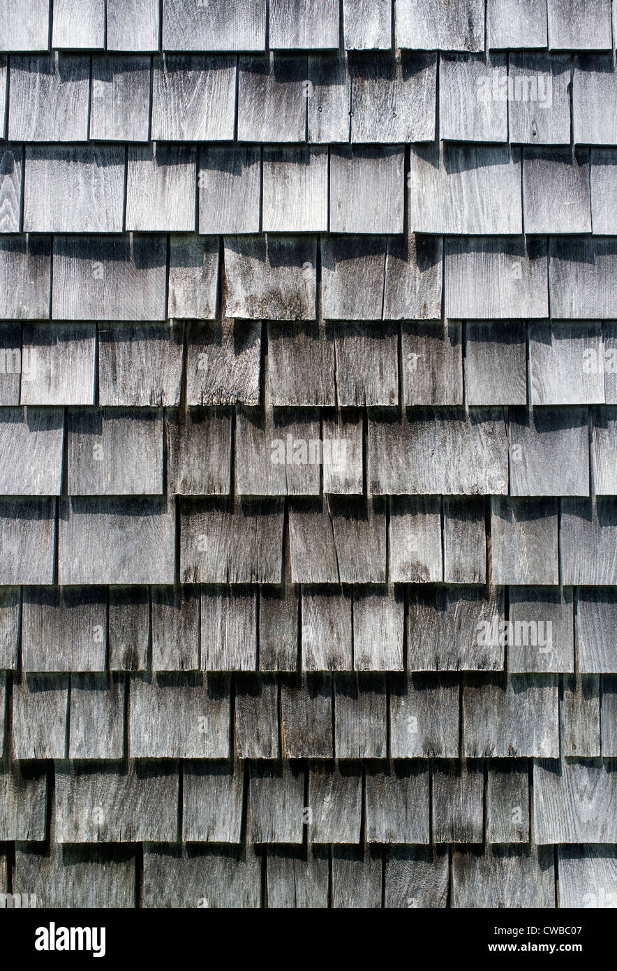 Old and weathered wooden tiles background Stock Photo