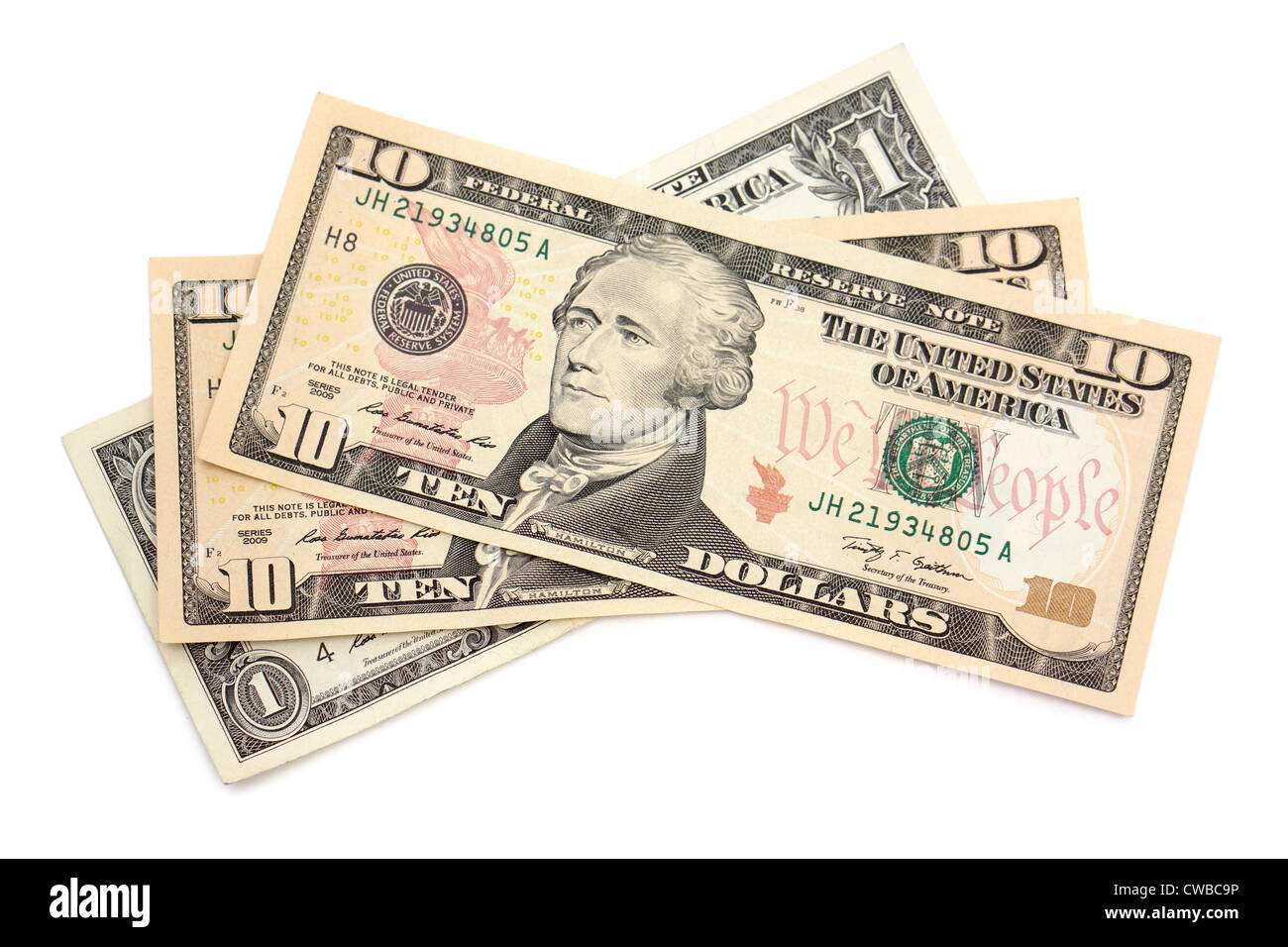 Dollar Bills, US Currency, Bank Notes Stock Photo