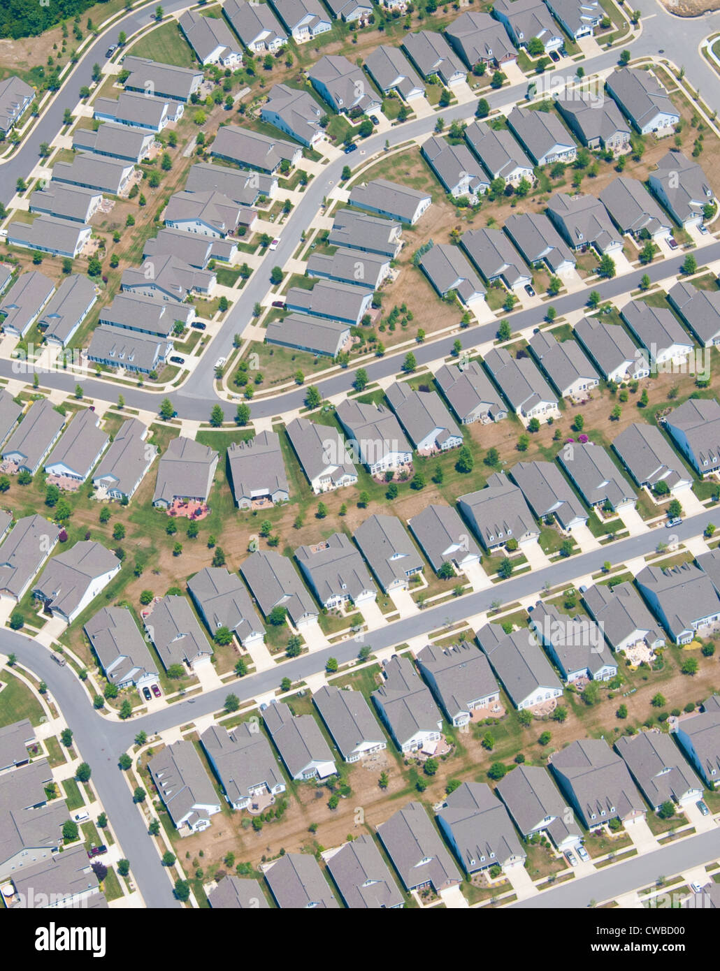 Aerial of suburban community Stock Photo
