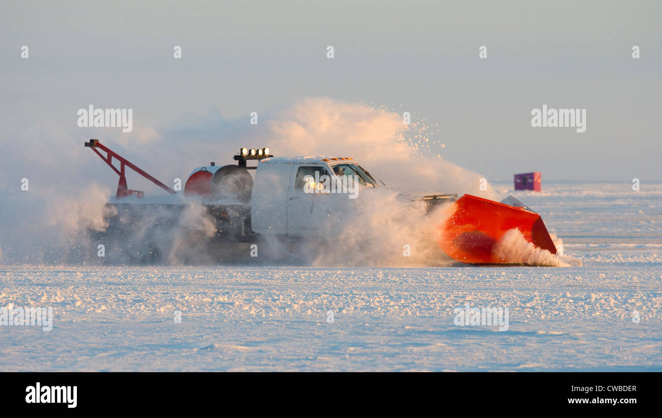 Snow Plowing an Ice Road in Northern Minnesota Stock Photo Alamy
