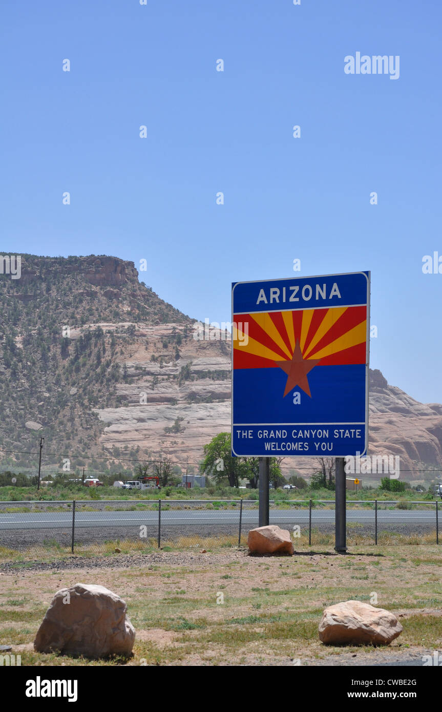 Arizona state welcome sign, USA Stock Photo