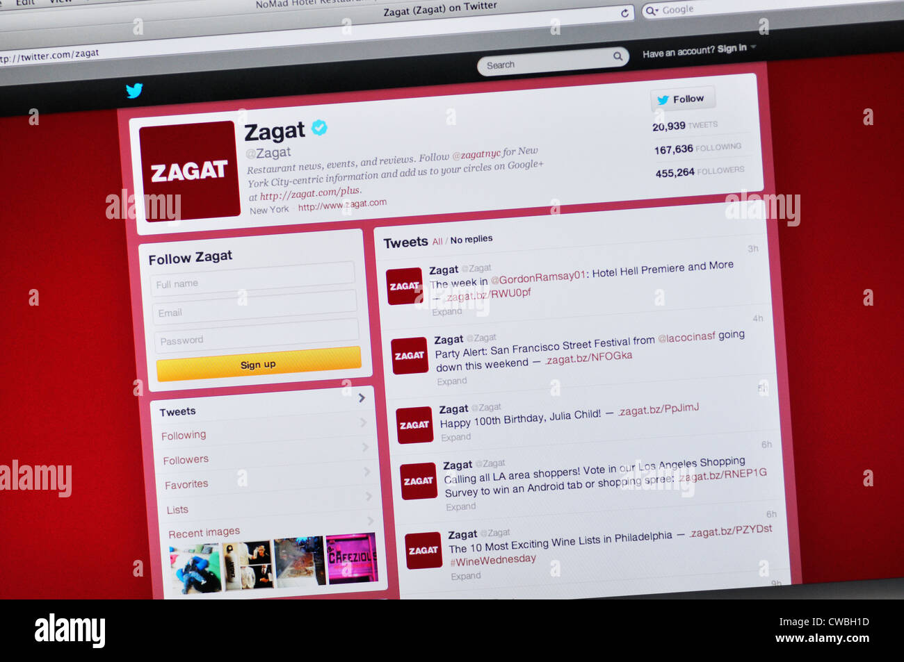 Zagat website restaurant guide ratings and reviews Stock Photo Alamy