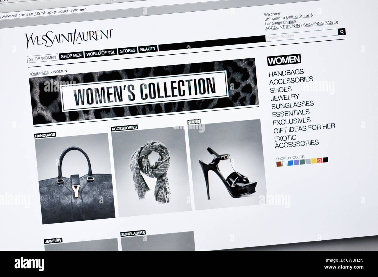 Yves Saint Laurent  designer fashion website Stock Photo