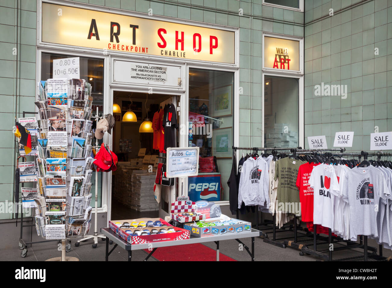 tourist shops at Checkpoint Charlie, Berlin, Germany Stock Photo