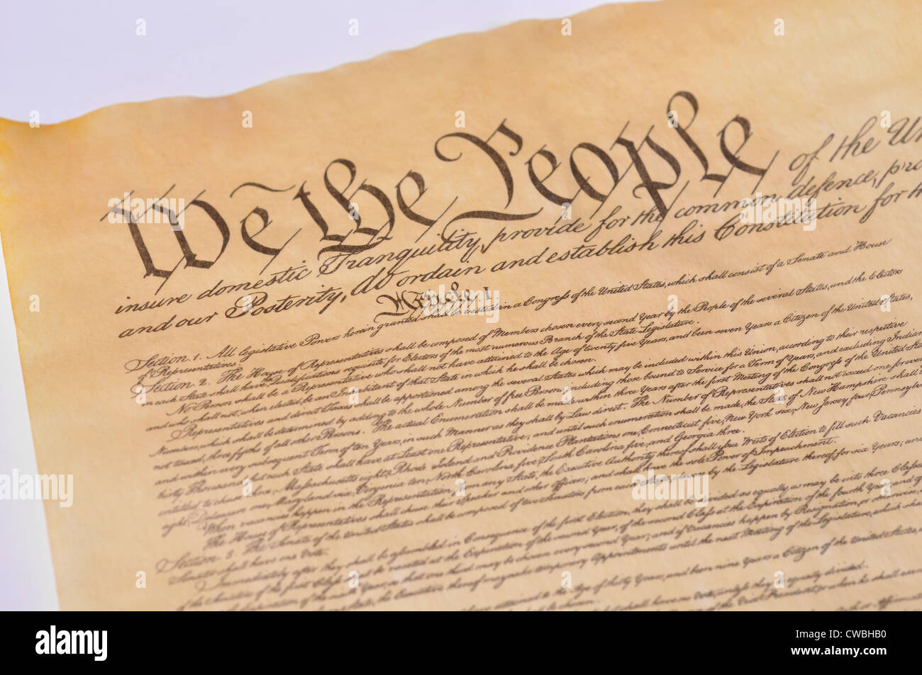 'We the People' on the Constitution of the United States of America Stock Photo