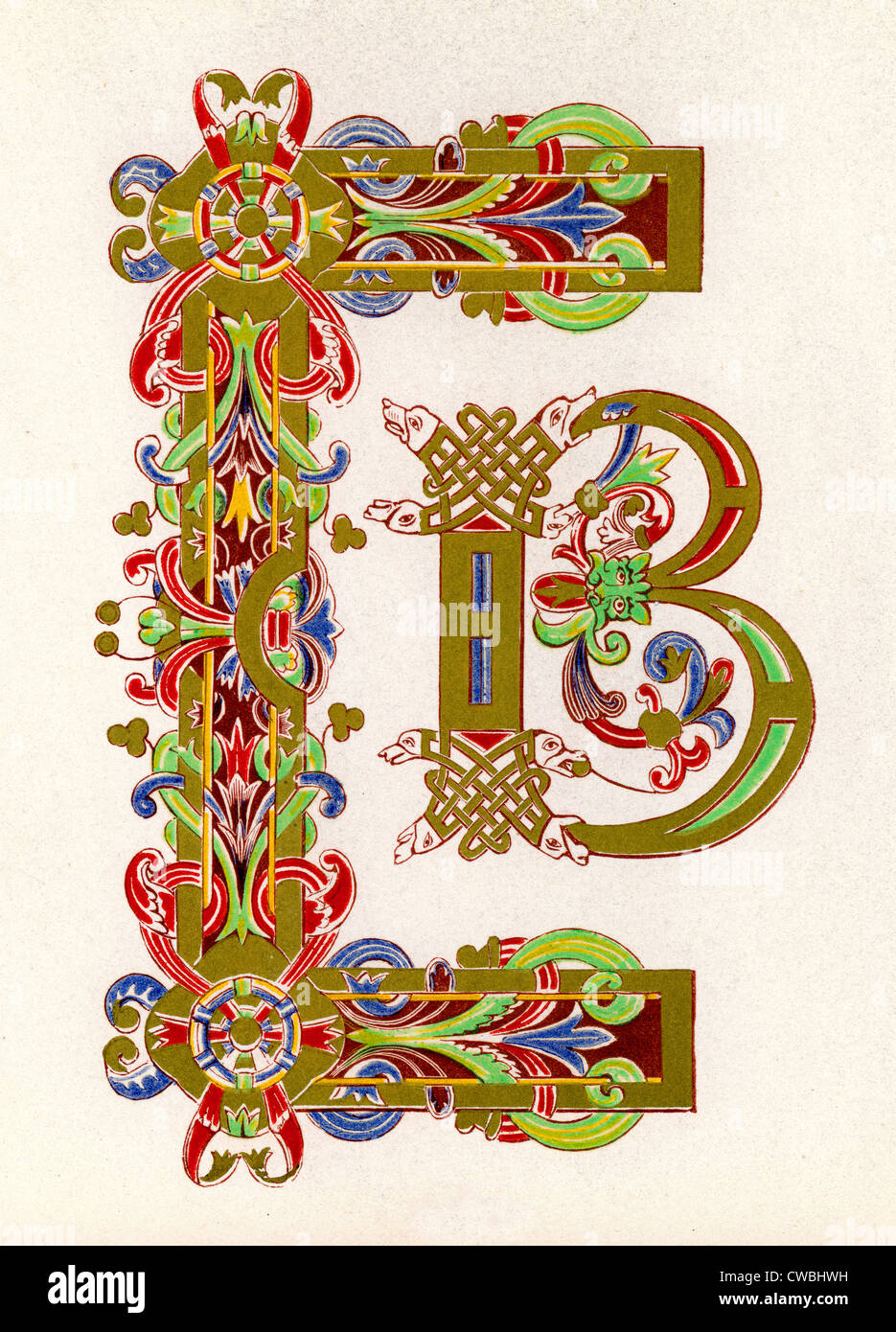 Opus Anglicum, detail of an medieval illuminated manuscript Stock Photo