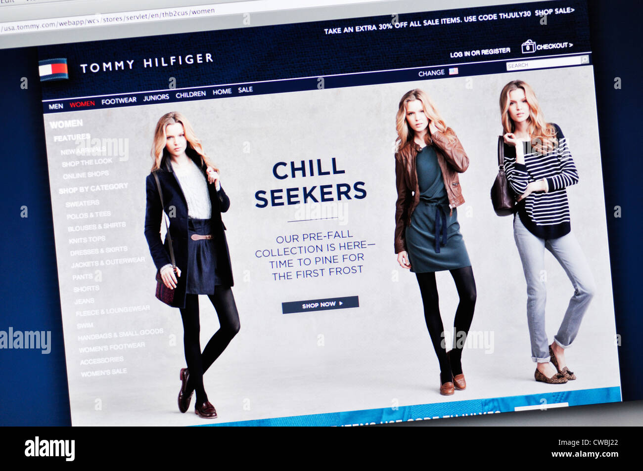 Tommy Hilfiger website - clothing, shoes and accessories Stock Photo - Alamy