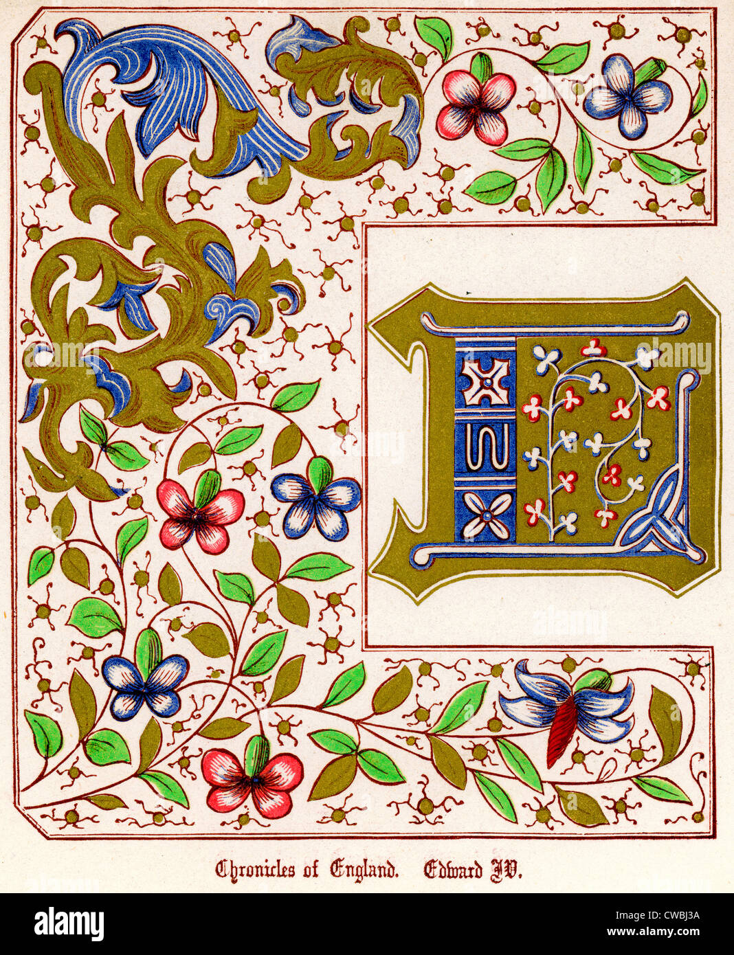Chronicles of England, Edward IV, detail of an medieval illuminated manuscript Stock Photo