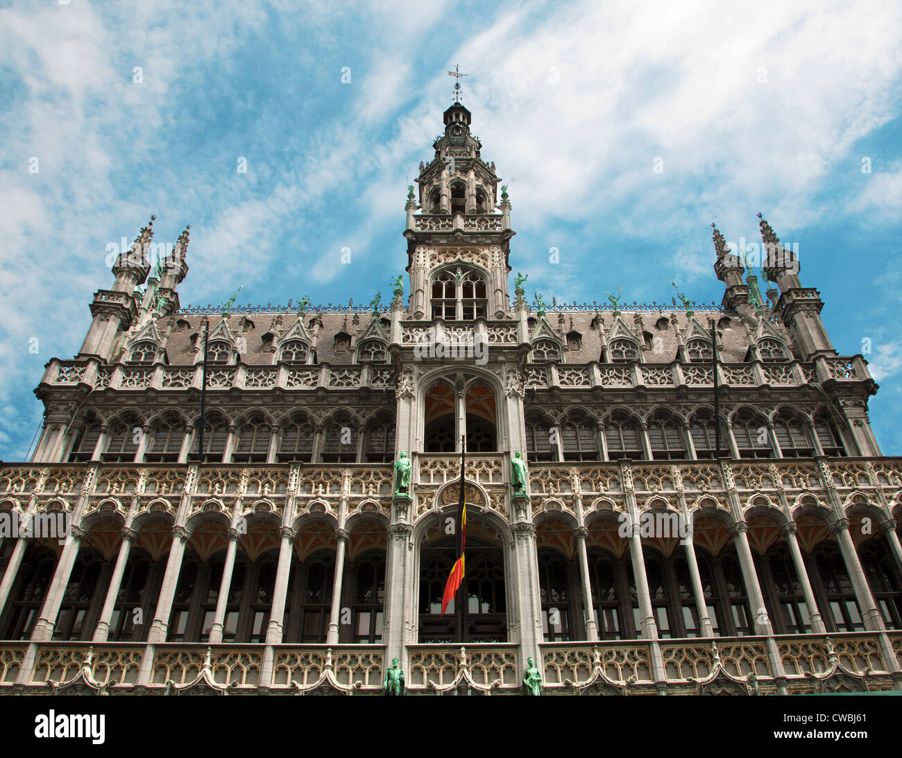 Brussels - The facade of Grand palace from main square. Grote Markt. Stock Photo