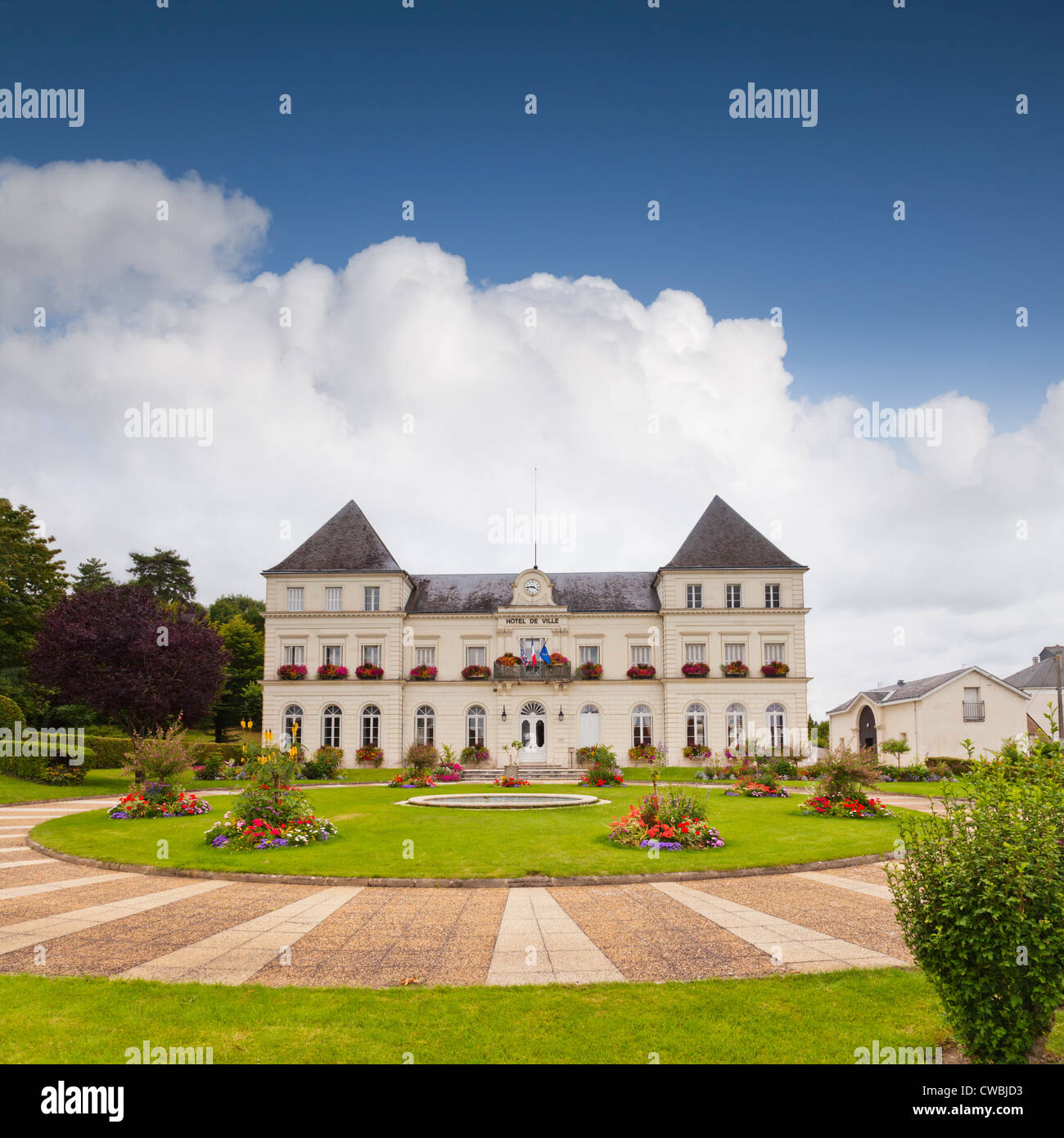 The Hotel de Ville, or Town Hall, of Bléré in the Indre et Loire department, Centre region, of France Stock Photo