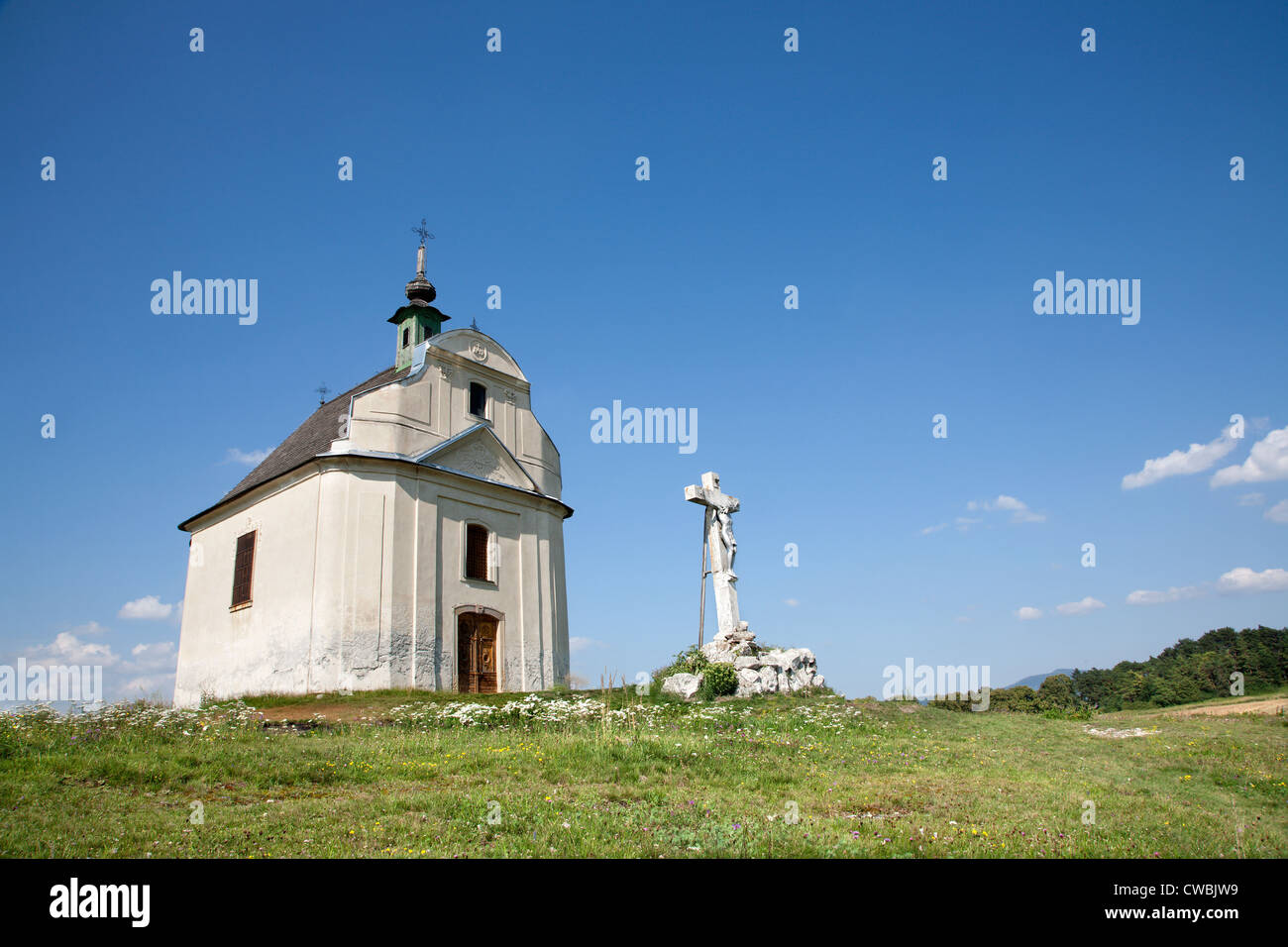 Slovakia - Holy cross baroque chapel on the hill Siva brada - Spis Stock Photo