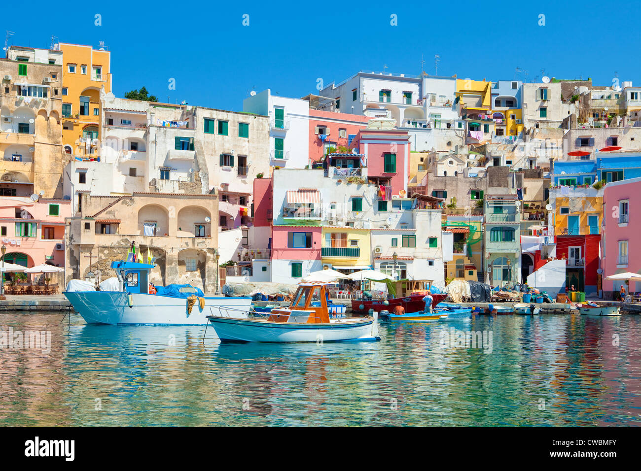 Marina Corricella, Procida Island, Bay of Naples, Campania, Italy Stock Photo