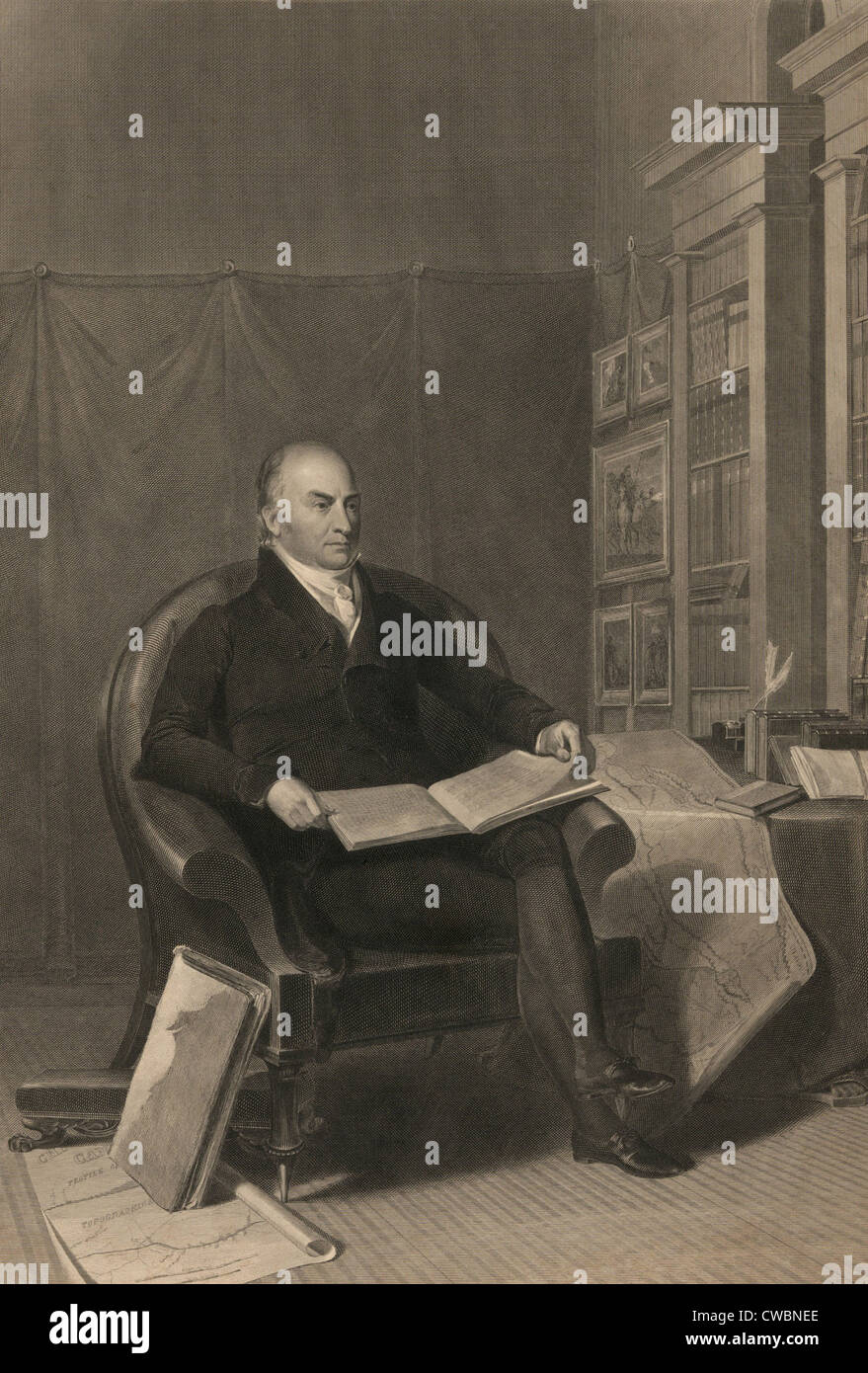 John Quincy Adams (1767-1848), President of the United States from 1825-1829. His American System used high tariffs to support Stock Photo