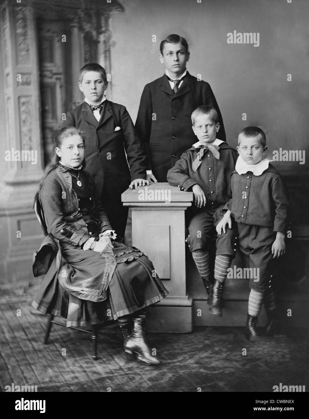 Five children of President James Garfield in 1880, the year of his election  to the U.S. Presidency. Left to right: Mollie Stock Photo - Alamy
