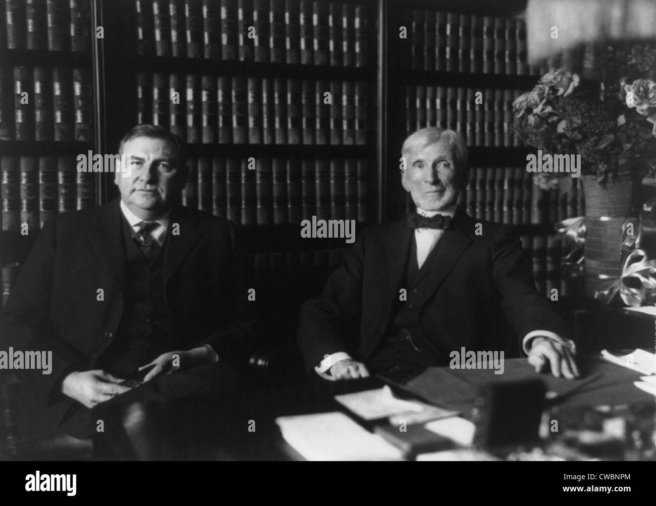Joseph McKenna, Associate Justice of the Supreme Court, with his successor, Harlan Fiske Stone. 1925 Stock Photo