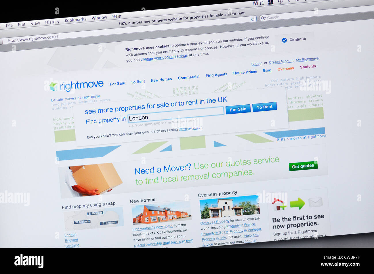 Rightmove website real estate in UK Stock Photo Alamy