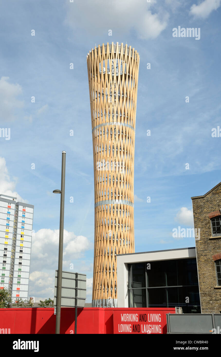 Strand East Olympic Torch sculpture by ARC ML Architects, Stratford, London, UK Stock Photo