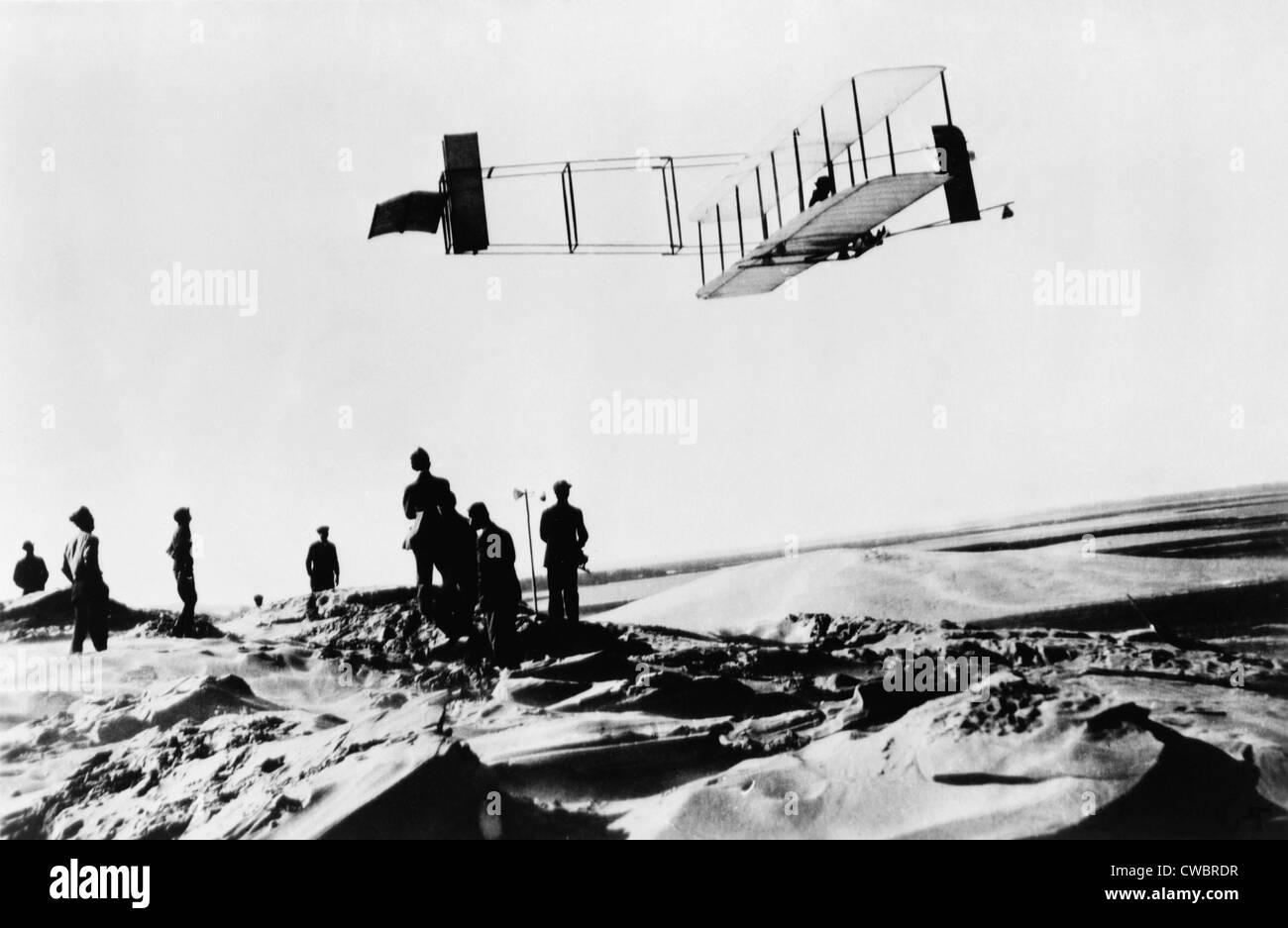 Orville Wright making a record breaking glider flight of 9 3/4 min., Kitty Hawk, N.C. October 24, 1911. Stock Photo