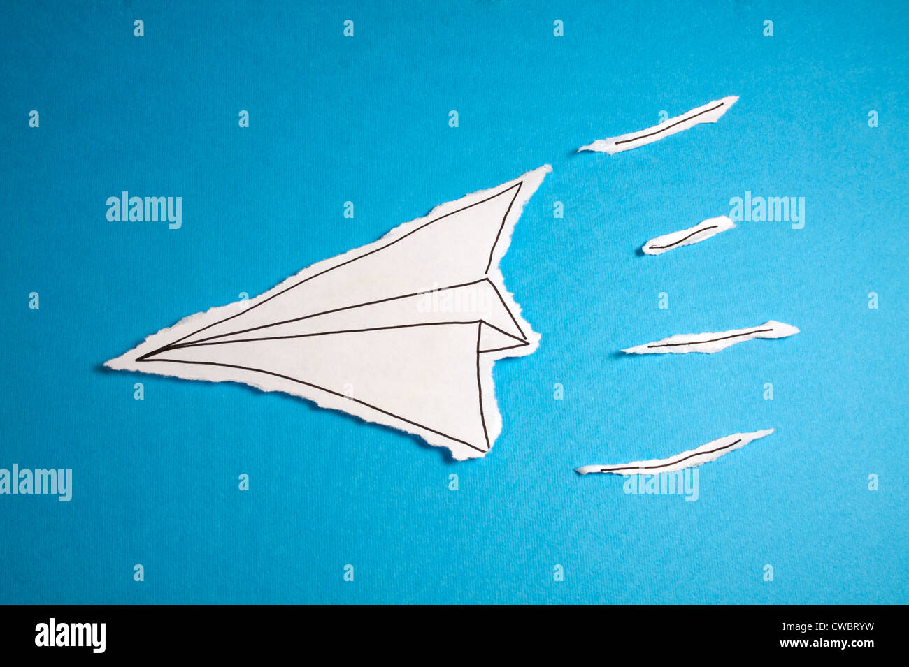 SKETCH made by a child, little Paper Airplane draw on a cut out white