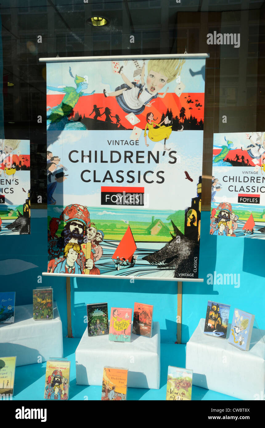 Display of classic books for children in Foyles window Stock