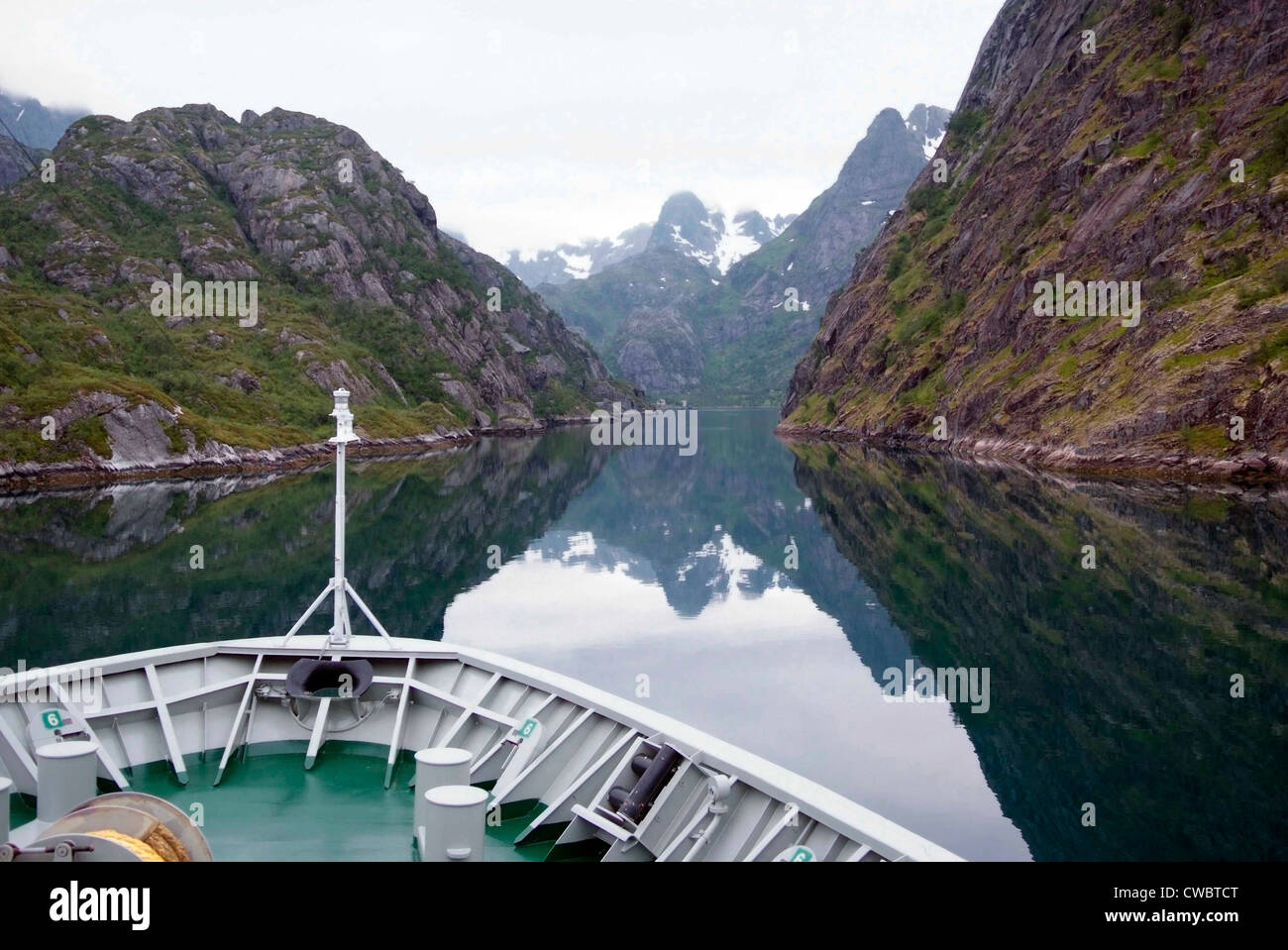 NORWAY -  Raftsundet and the Trollfjorden - the Trollfjord Stock Photo
