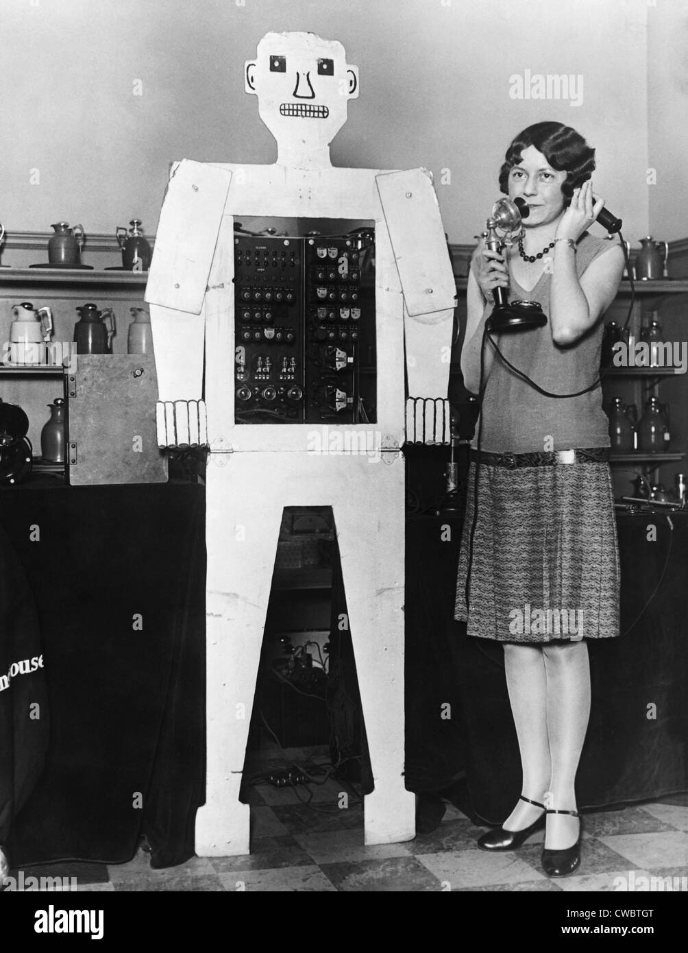 Mr. Televox, was designed by Westinghouse to promote an early remote control switching device, the Televox. The robot was Stock Photo